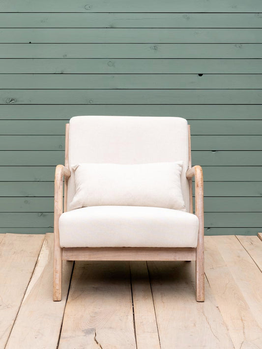 Fauteuil beige coton lin Chassepierre vue de face — Bōme