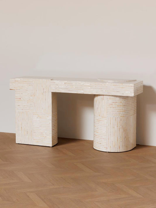 Console Athènes bambou ivoire pied cylindrique profil — Bōme