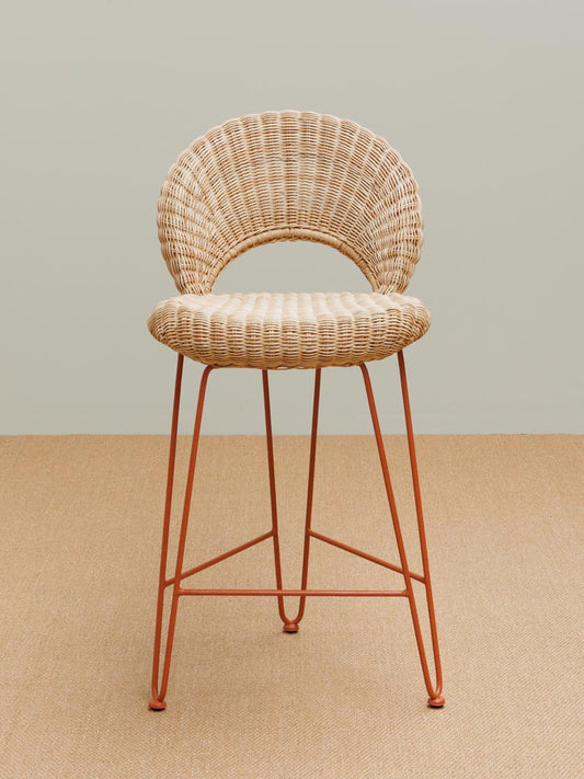 Chaise de bar rotin orange Hanoi vue de face — Bōme
