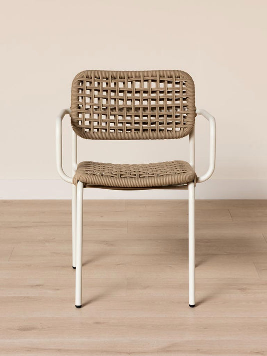 Chaise jardin aluminium corde tressée beige Riviera vue de face — Bōme