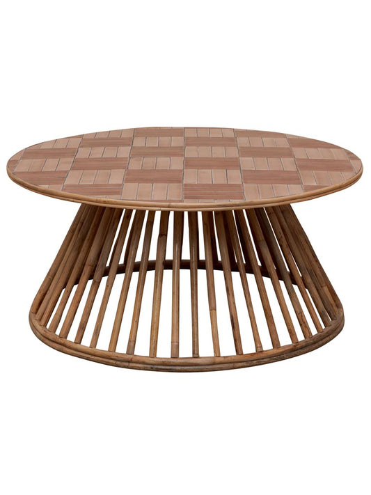 Table basse céramique rotin Chandra 100cm fond neutre — Bōme