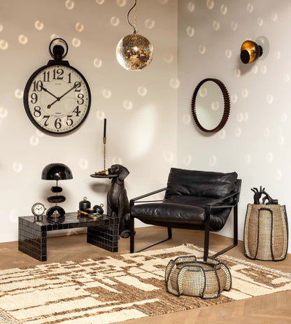 Fauteuil Lounge Cuir Noir Gabor