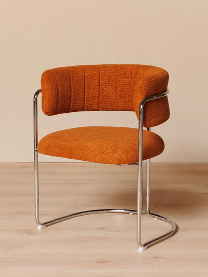 Chaise chrome tissu marron London vue de face — Bōme