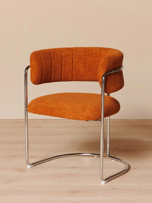 Chaise chrome tissu marron London vue de face — Bōme
