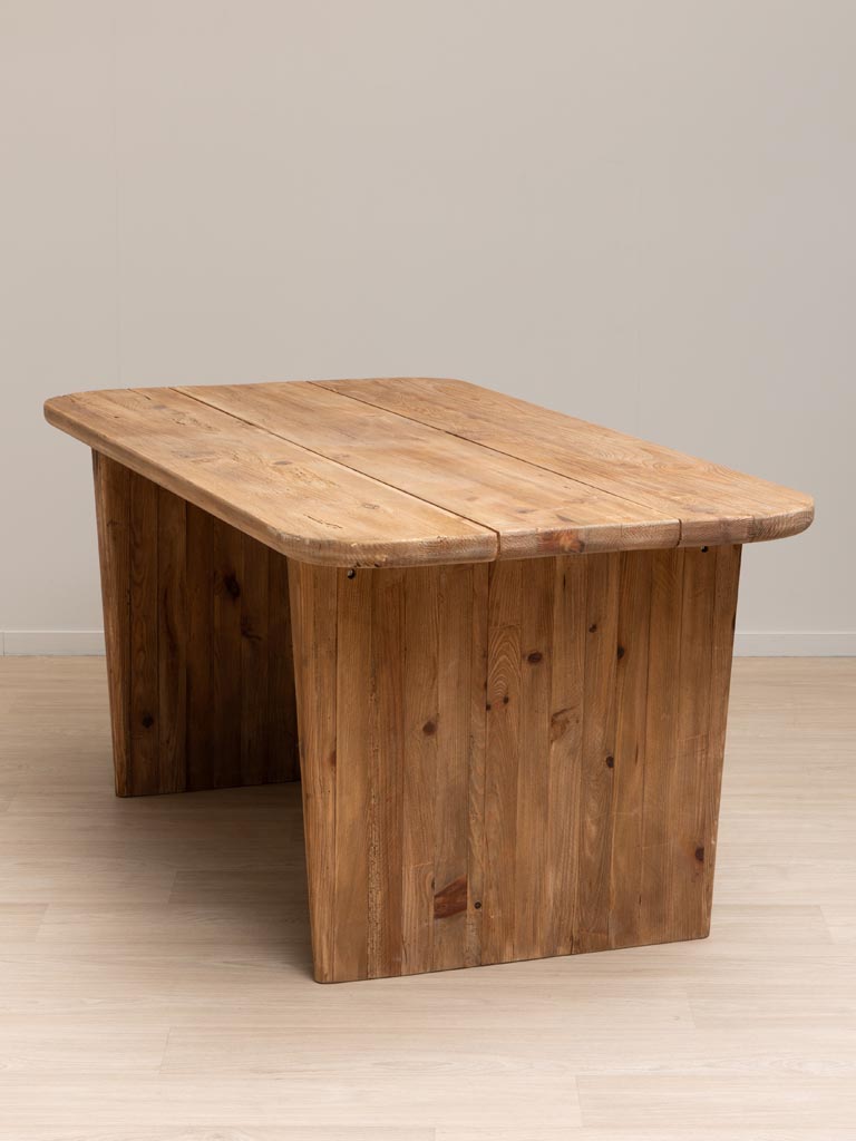Table dîner pin recyclé campagne chic Utah angle — Bōme