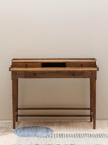 Bureau manguier 3 tiroirs double plateau Beauvoir vue de face