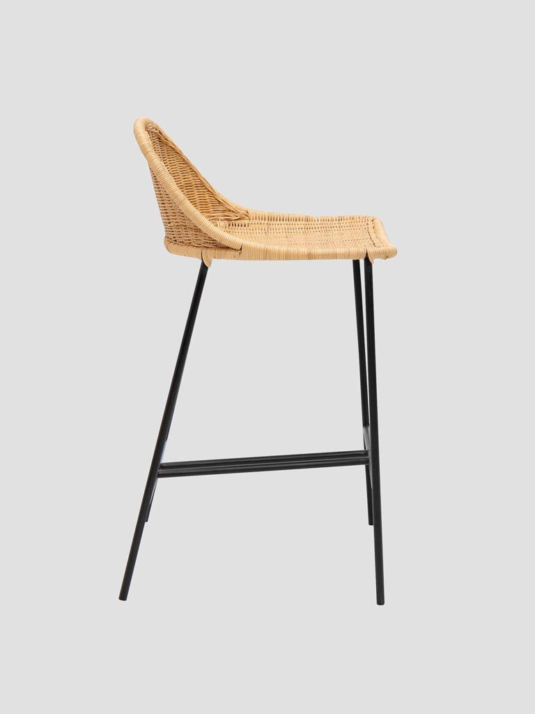Chaise bar Bermuda rotin naturel profil — Bōme
