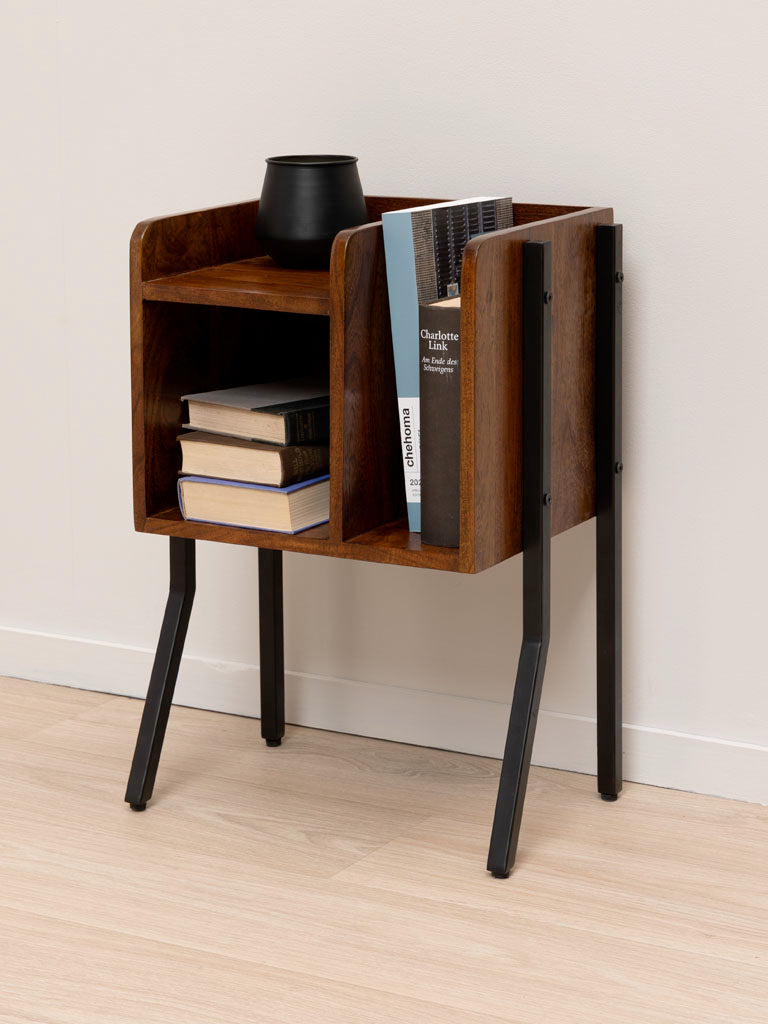 Table d'appoint manguier fer noir Flow angle 3/4 — Bōme