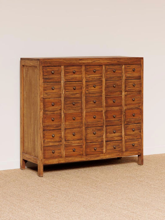 Commode Mercerie acajou bois chaud profil — Bōme