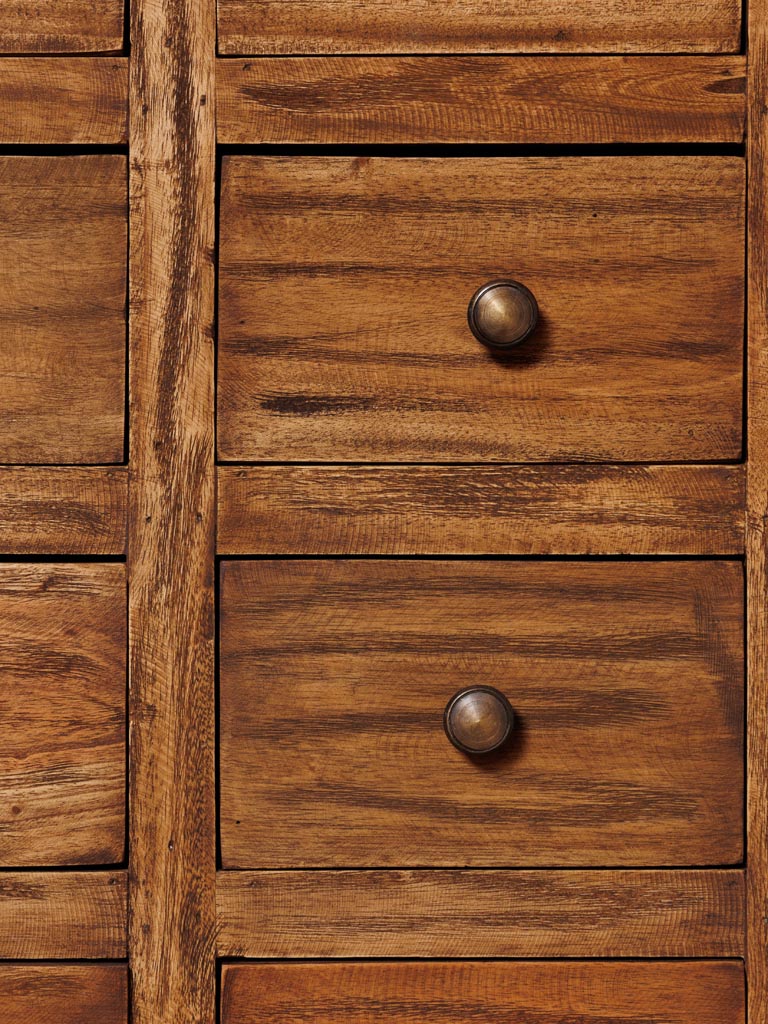 Détail façade 30 tiroirs bois acajou Mercerie — Bōme