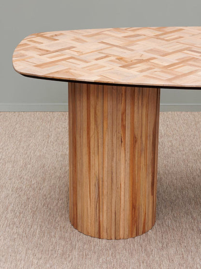 Détail base cylindrique cannelée teck table Alezan — Bōme