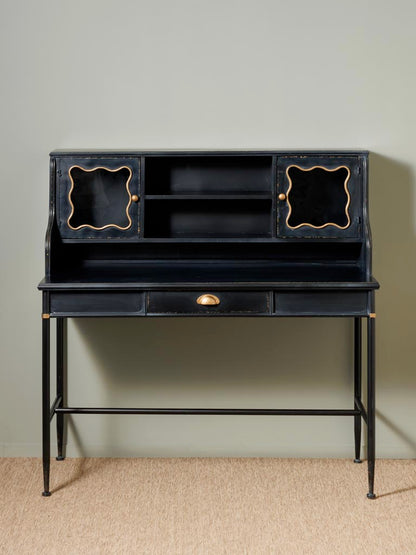 Bureau fer noir verre doré Sagan vue de face — Bōme