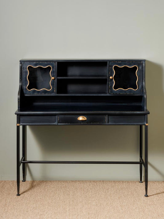 Bureau fer noir verre doré Sagan vue de face — Bōme