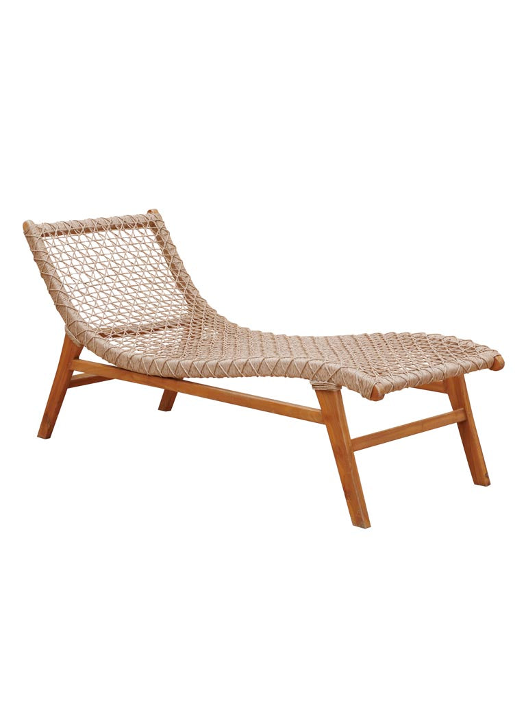 Chaise longue teck corde géométrique Kuta 166 cm — Bōme