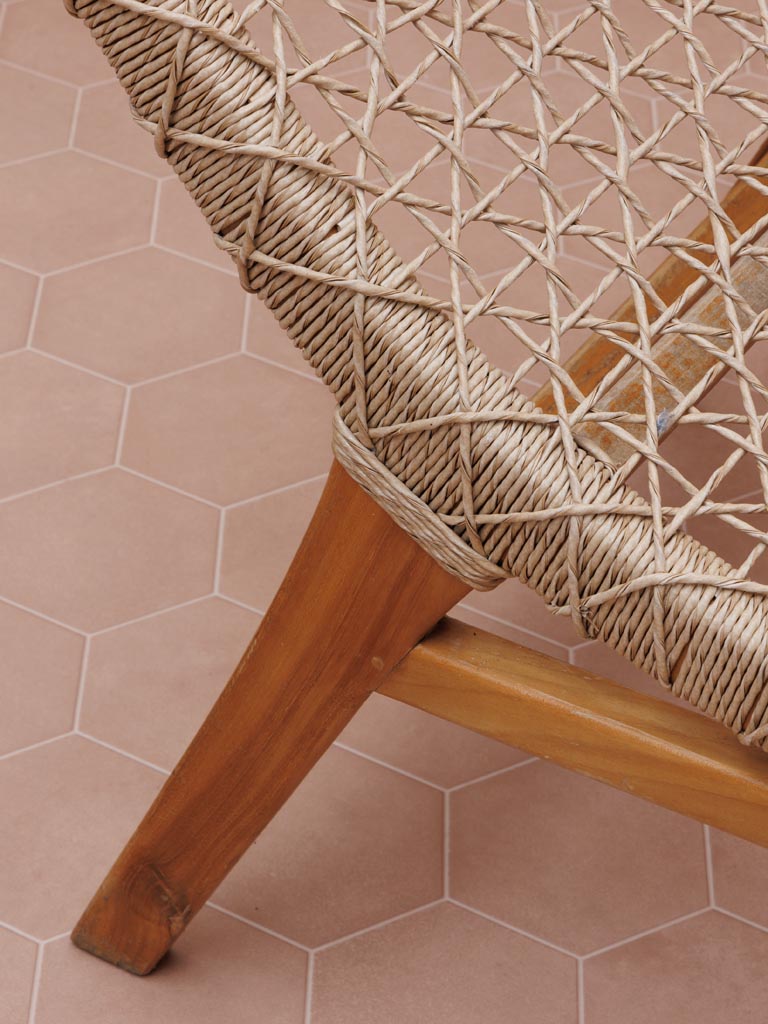 Détail tressage corde synthétique diamant beige transat Kuta — Bōme