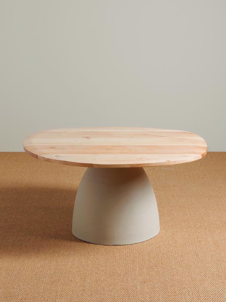 Table basse ronde acacia Aphrodite 83 cm vue de face — Bōme