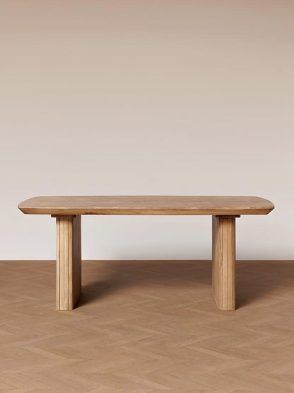 Table à manger manguier bois clair plateau parquet Demira — Bōme