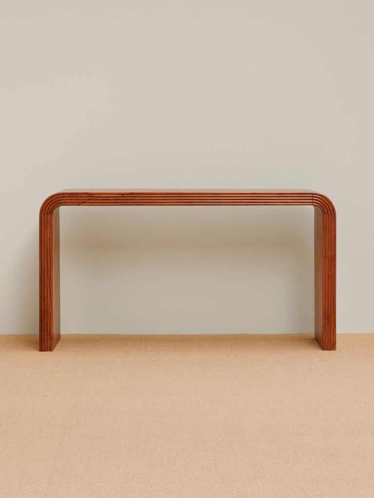 Console acacia massif bois chaud Arcadia 150 cm vue de face — Bōme
