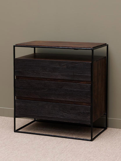 Commode Forjia bois foncé fer noir profil — Bōme