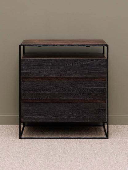 Commode manguier fer forgé 3 tiroirs Forjia vue de face — Bōme