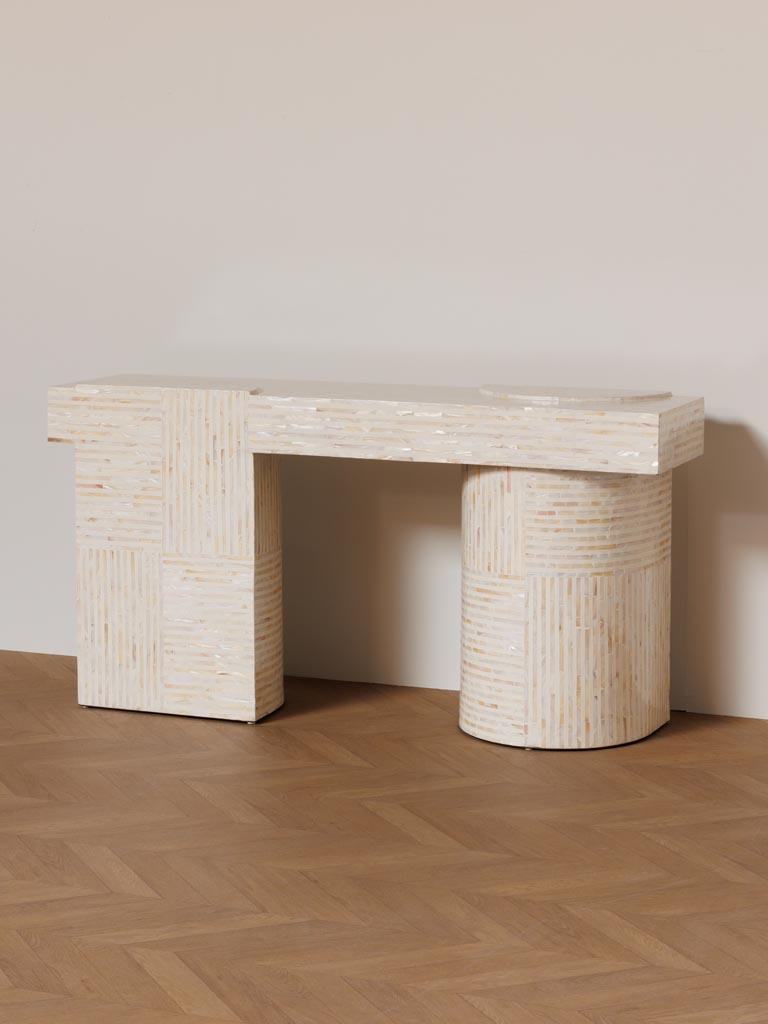 Console Athènes bambou ivoire pied cylindrique profil — Bōme