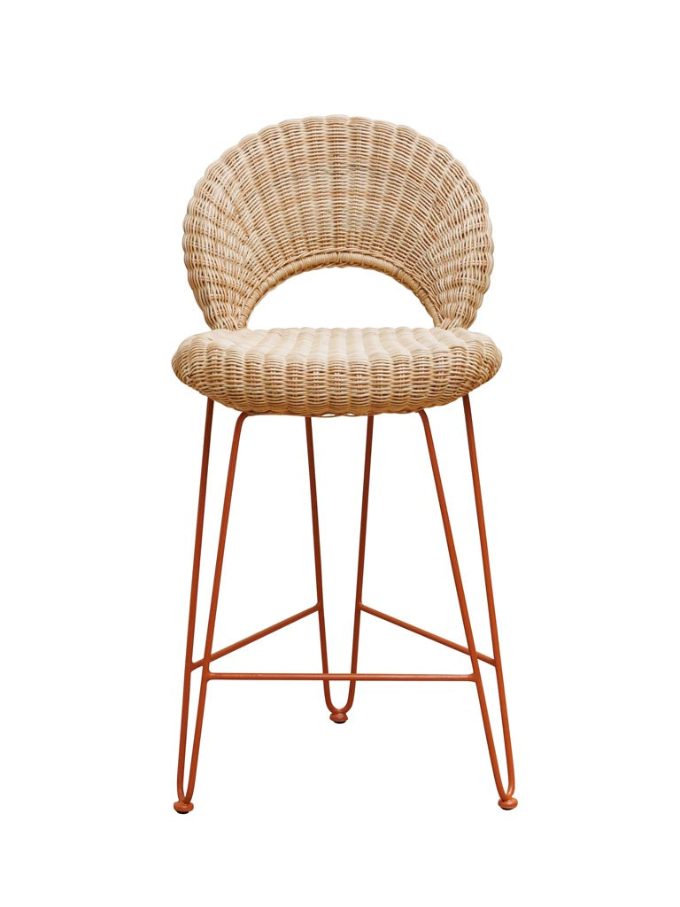 Set 2 chaises de bar Hanoi rotin orange fond blanc — Bōme
