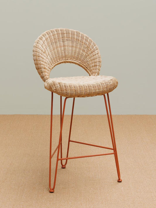 Chaise de bar rotin orange Hanoi vue de face — Bōme