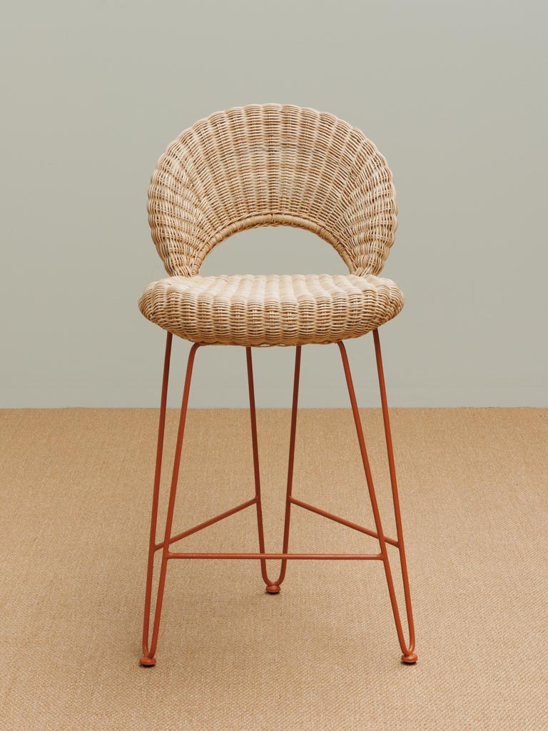 Chaise de bar rotin orange Hanoi vue de face — Bōme