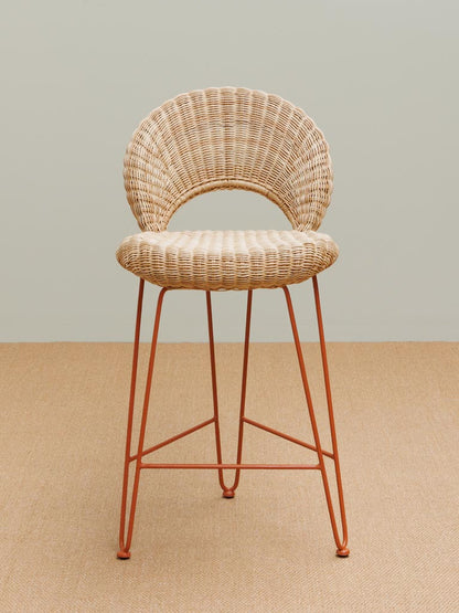 Chaise de bar rotin orange Hanoi vue de face — Bōme