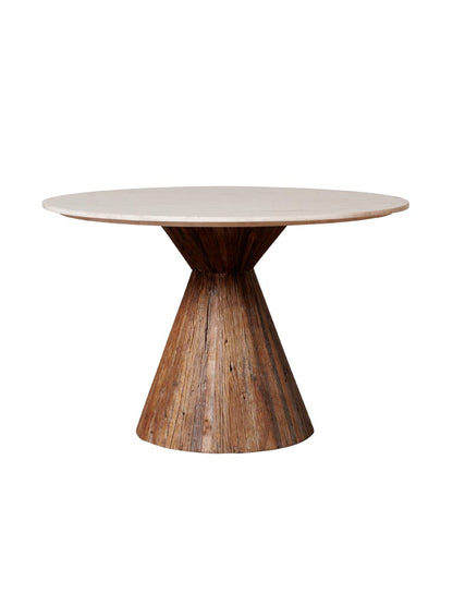 Table ronde marbre bois recyclé Alba 120 cm — Bōme