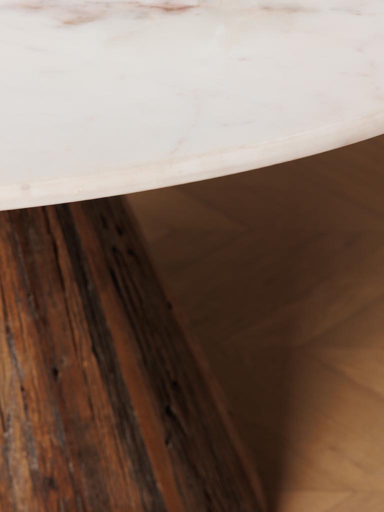 Plateau marbre blanc veiné table Alba vue dessus — Bōme