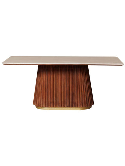 Table Obsidia plateau marbre manguier cannelé fond blanc — Bōme