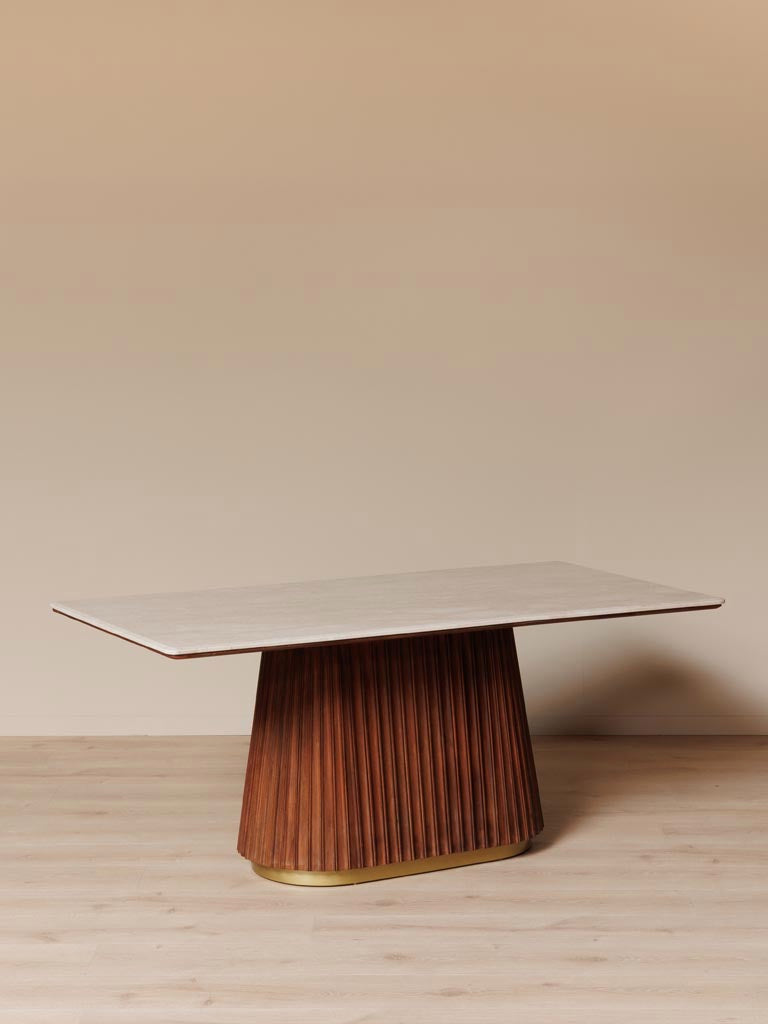 Table dîner Obsidia manguier marbre angle 3/4 — Bōme