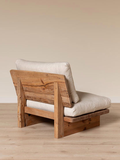 Fauteuil grand confort tissu beige Nordic