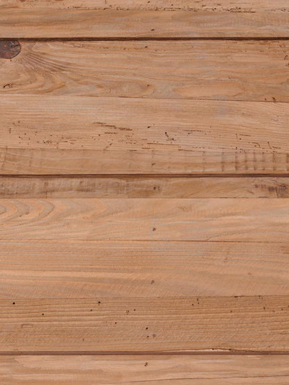 Détail madriers pin recyclé nœuds naturels table Yakta — Bōme