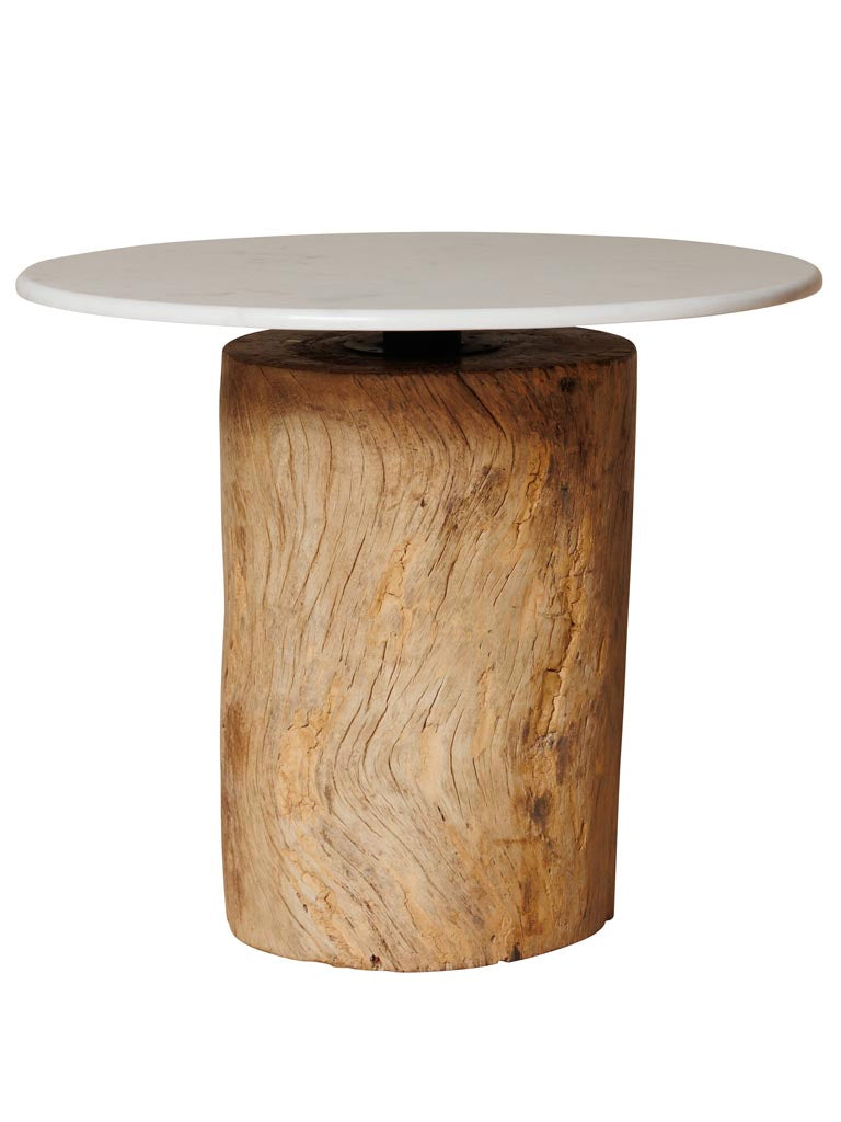 Table ronde marbre tronc bois brut Mawo 90 cm — Bōme