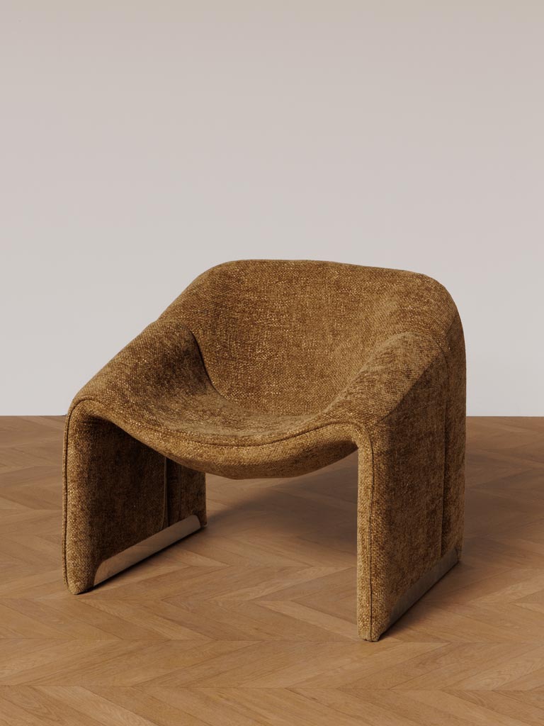 Fauteuil tissu marron chrome Cosmopolitan vue de face — Bōme