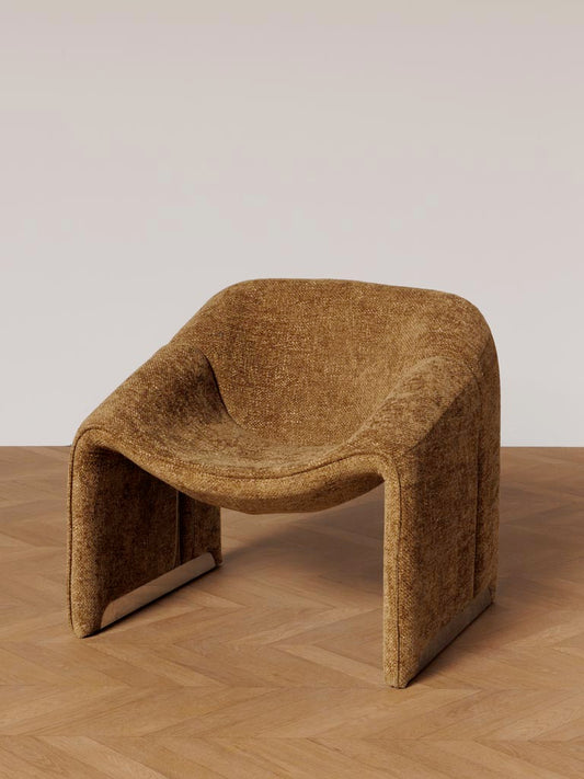 Fauteuil tissu marron chrome Cosmopolitan vue de face — Bōme