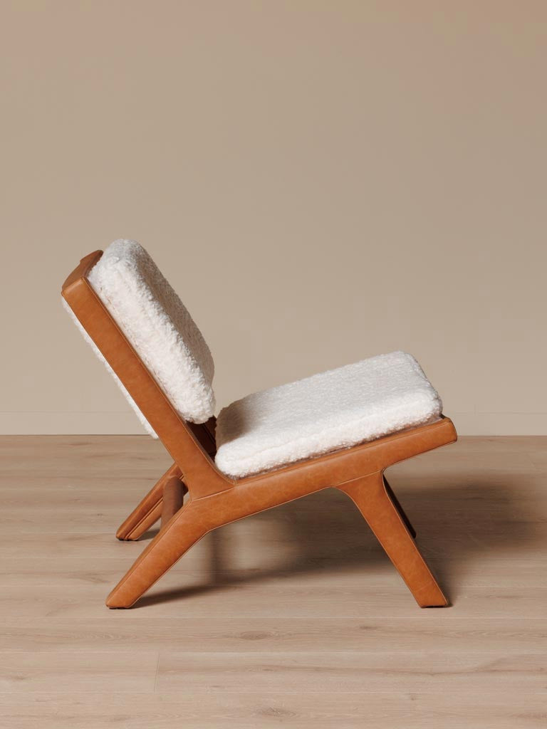 Fauteuil cuir marron assise généreuse Méribel — Bōme