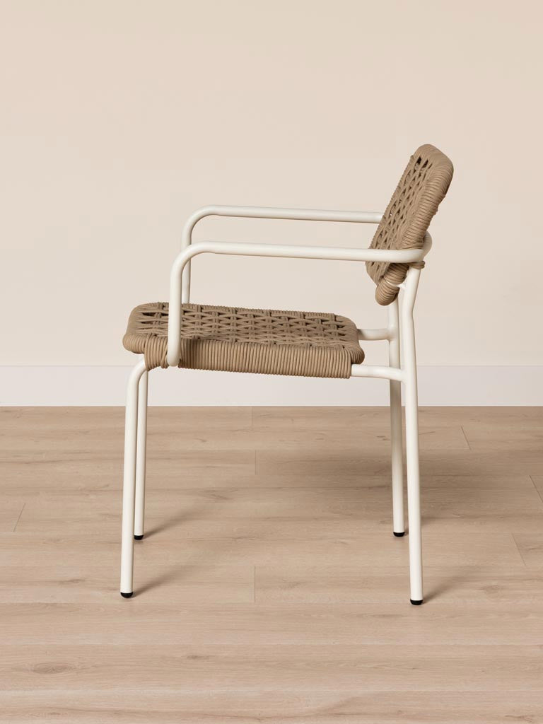 Fauteuil jardin aluminium blanc corde Riviera profil — Bōme