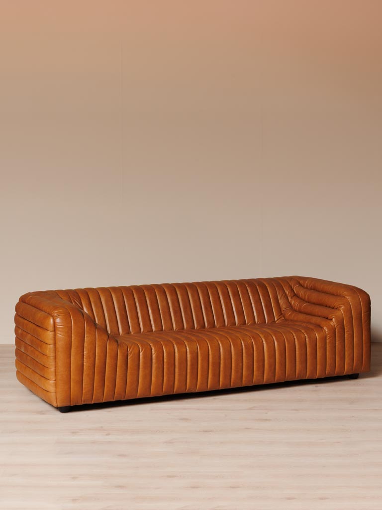 Canapé lounge cuir whisky Freud angle 3/4 — Bōme