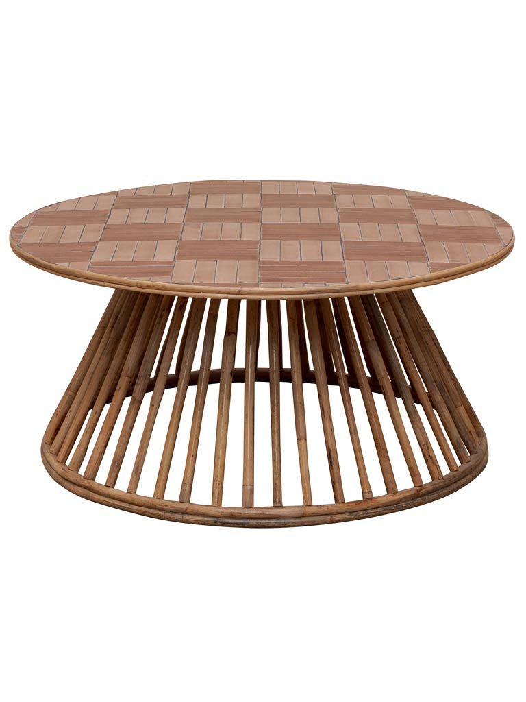 Table basse céramique rotin Chandra 100cm fond neutre — Bōme