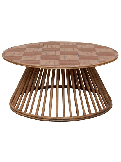 Table basse céramique rotin Chandra 100cm fond neutre — Bōme