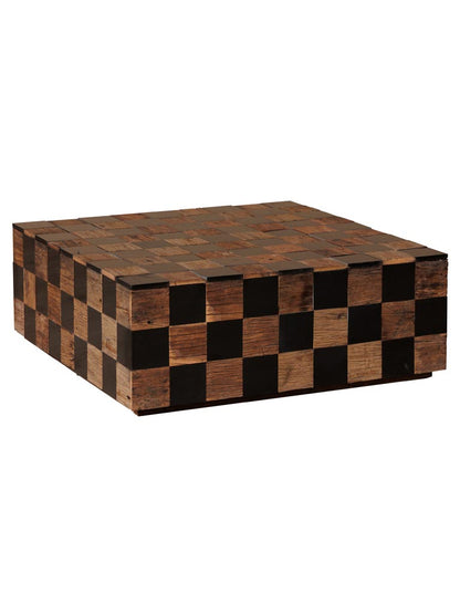 Table basse bois recyclé marbre Kadrie fond blanc — Bōme