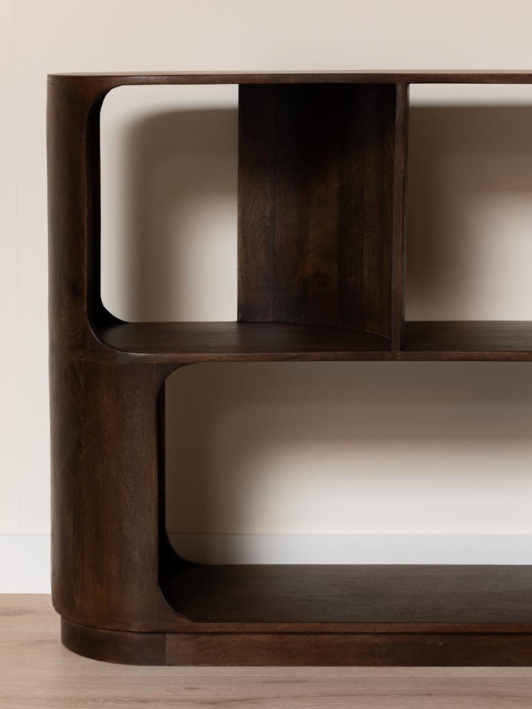 Détail veines manguier massif bois foncé étagère Marini — Bōme
