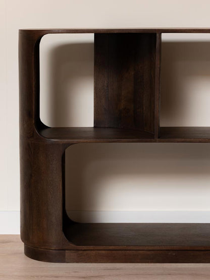 Détail veines manguier massif bois foncé étagère Marini — Bōme