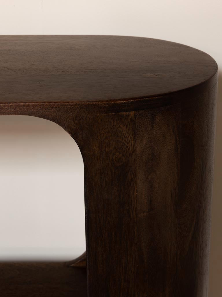 Détail bords arrondis manguier étagère basse Marini — Bōme