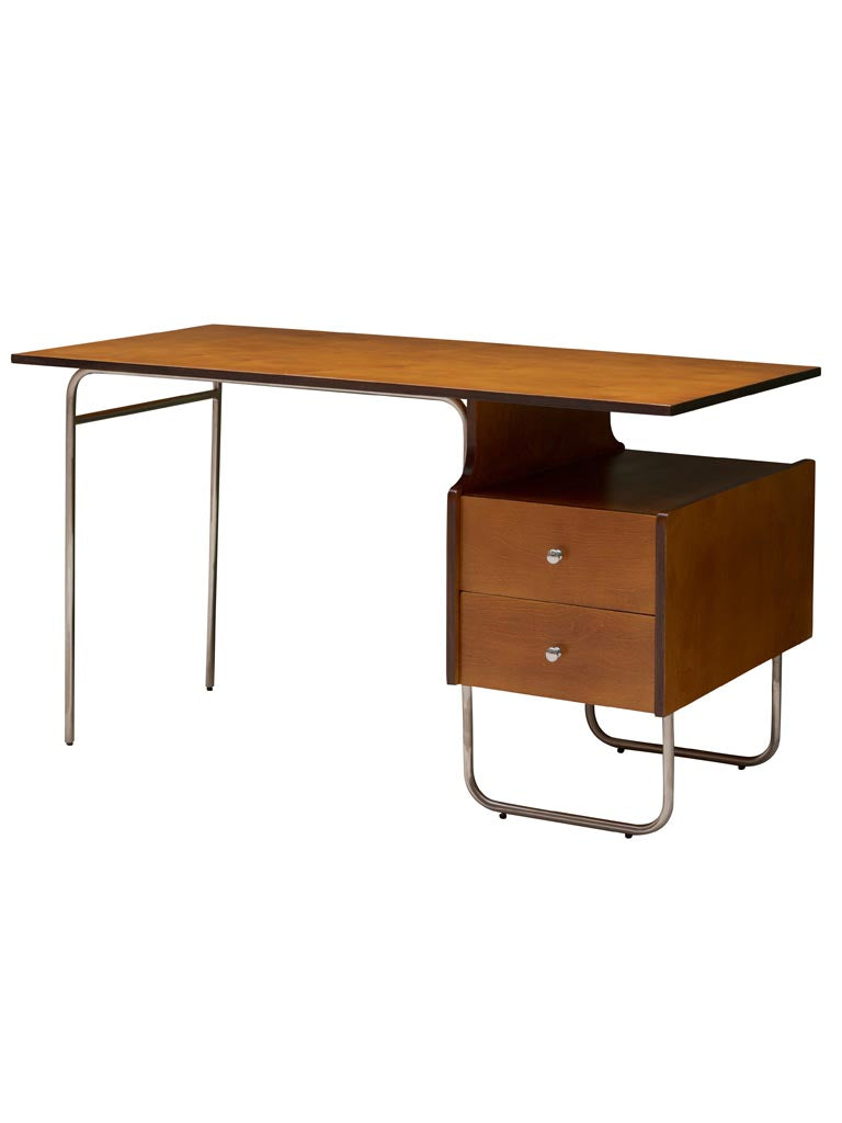 Bureau design Maurice bouleau bois chaud chrome fond blanc — Bōme