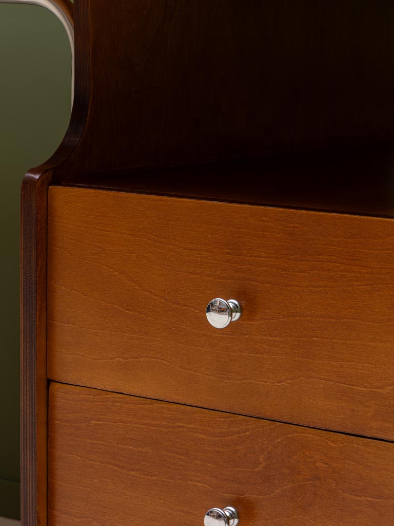 Détail tiroirs chrome bouleau bureau Maurice — Bōme