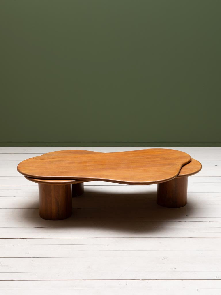 Table basse Synergy manguier pieds cylindriques profil — Bōme
